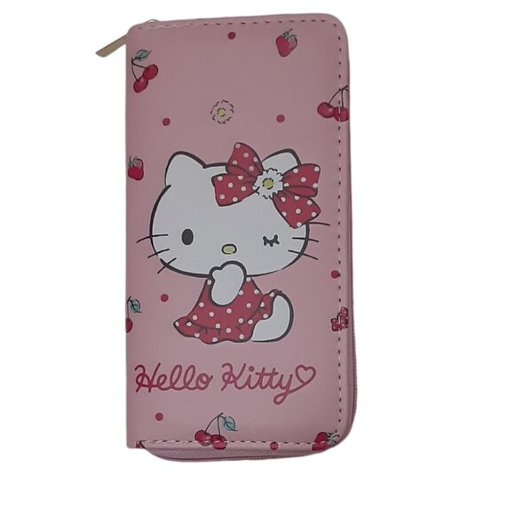 Hello Kitty Zippered Wallet Long Clutch Cash Cards Coin Holder - Picture 1 of 4